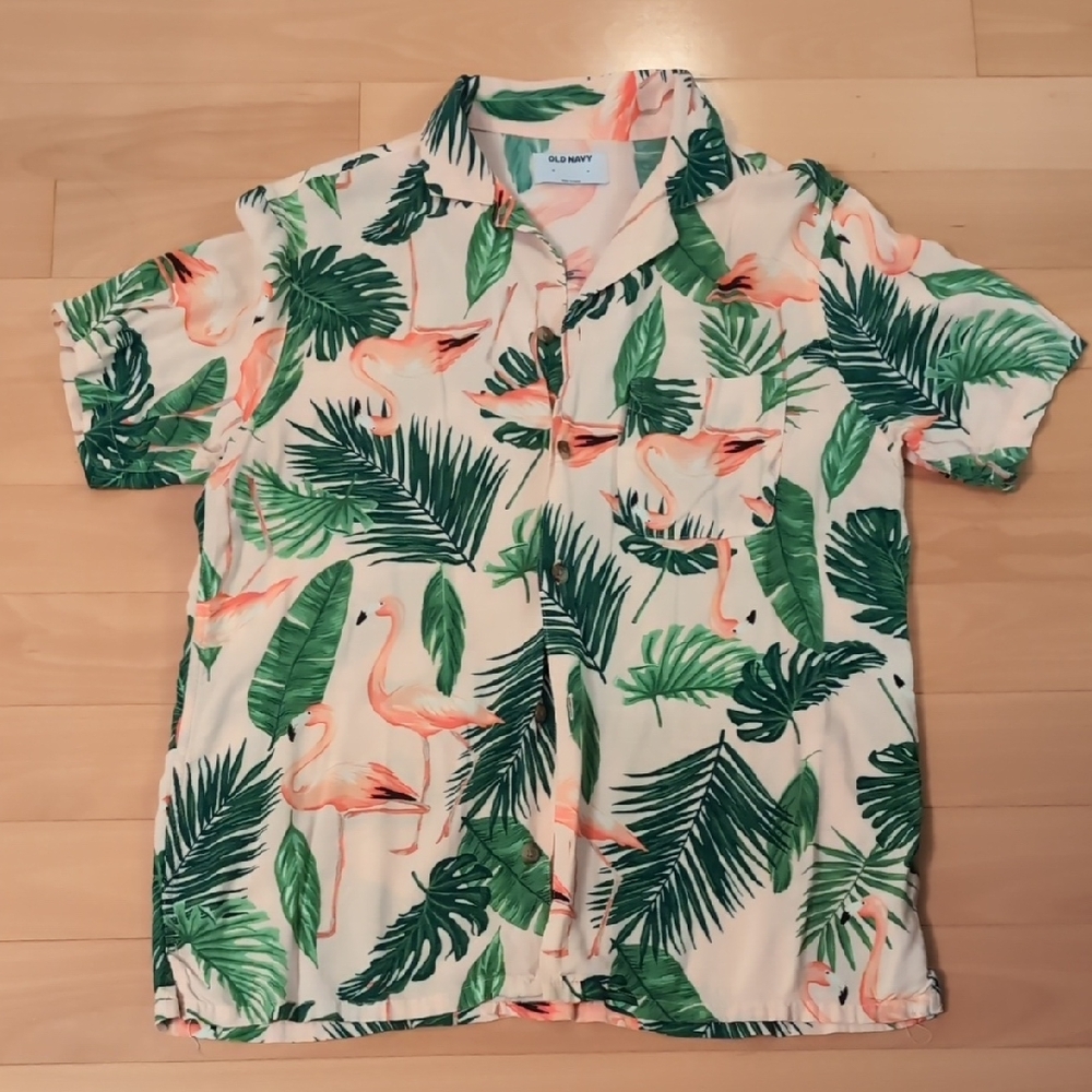 Old Navy Tropical Flamingo Print Shirt
